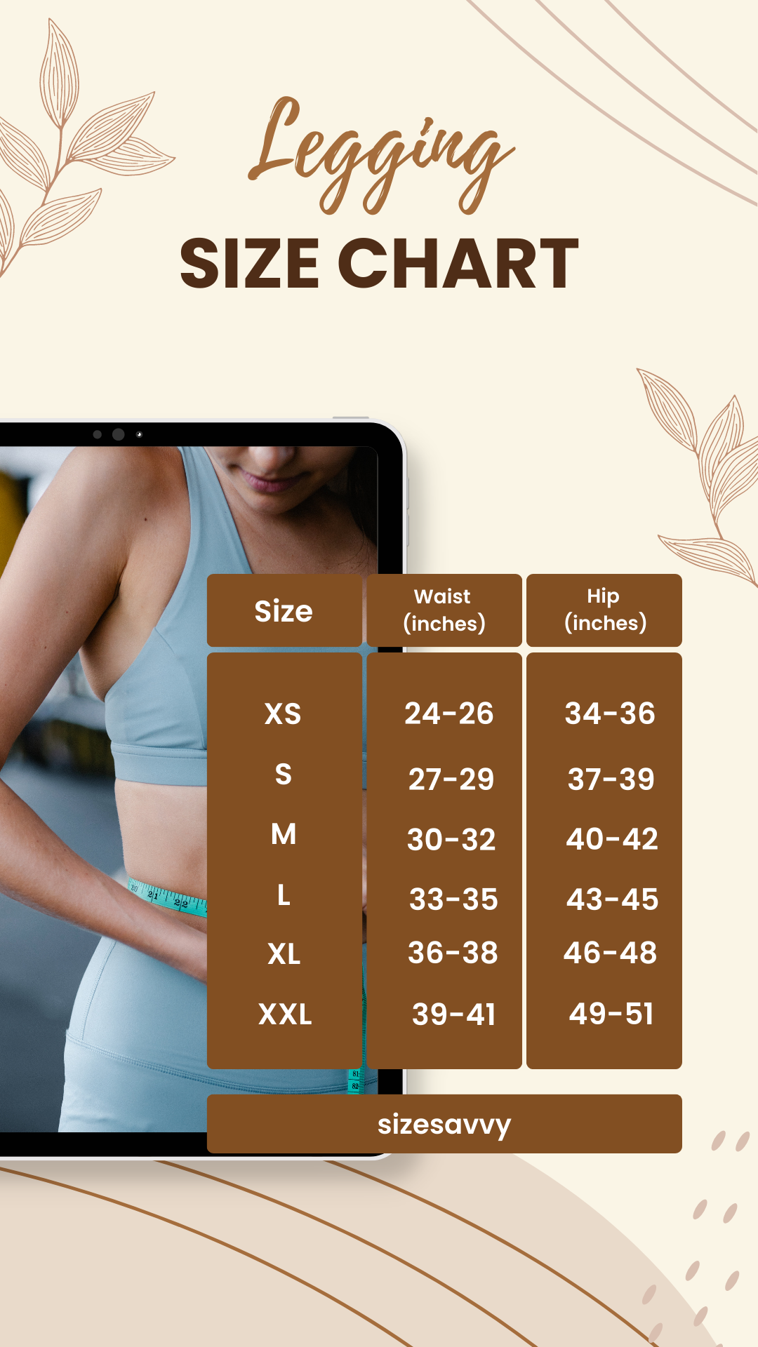 Legging Size Chart & How to Measure Leggings Size in 2024 - SizeSavvy