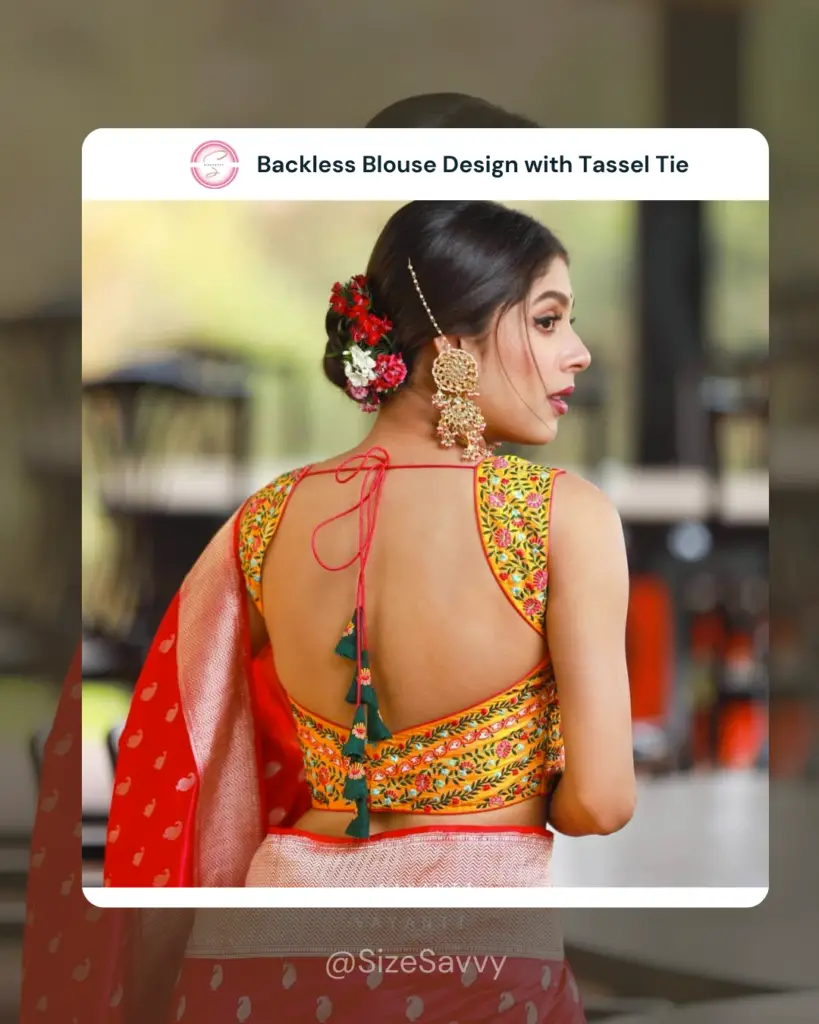 Backless Blouse Design with Tassel Tie