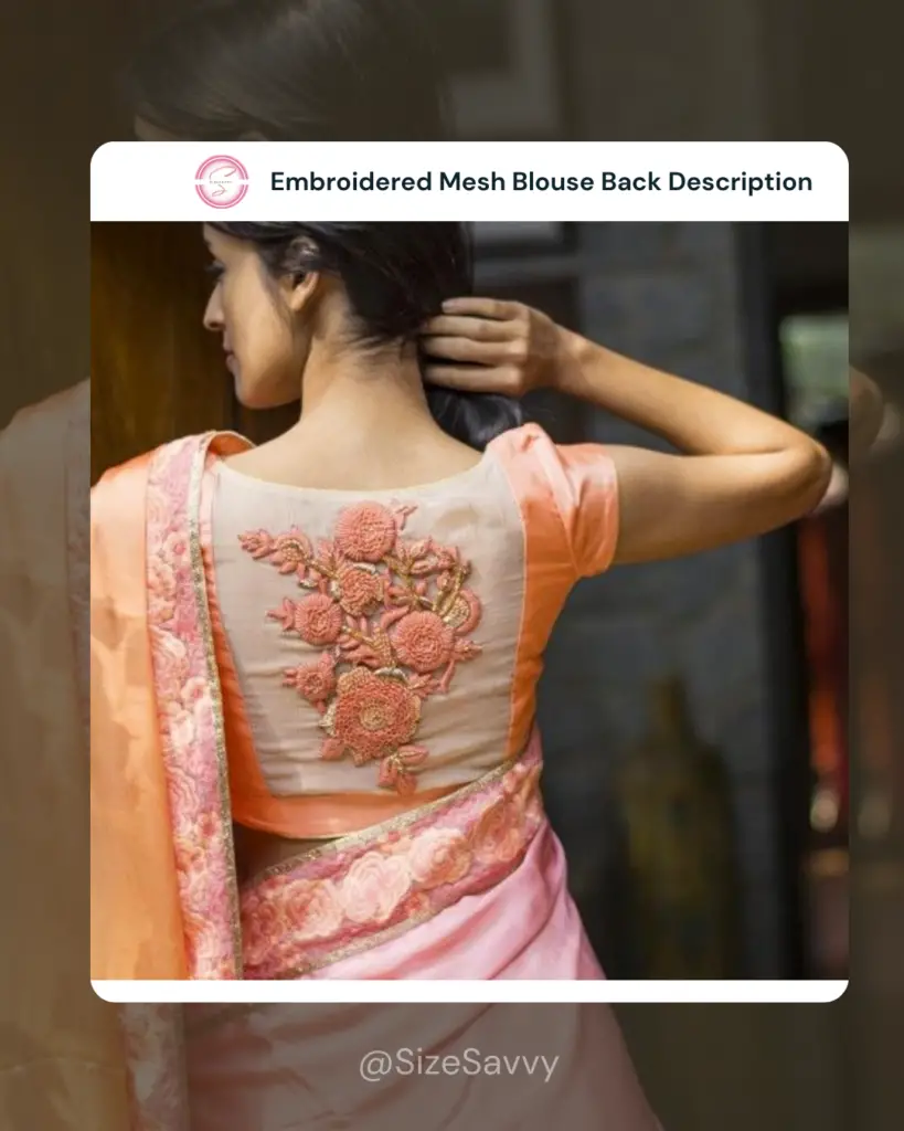 Embroidered Mesh Blouse Back Description