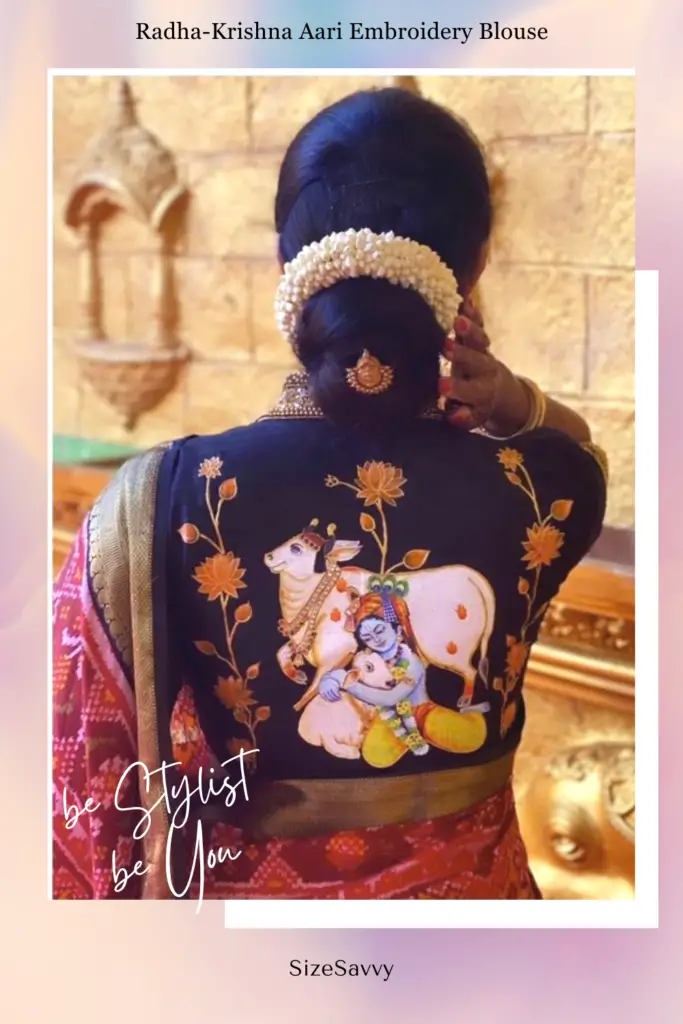 Radha Krishna Aari Embroidery Blouse Design