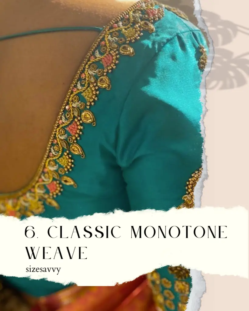 Classic Monotone Weave Thread Work Blouse Design