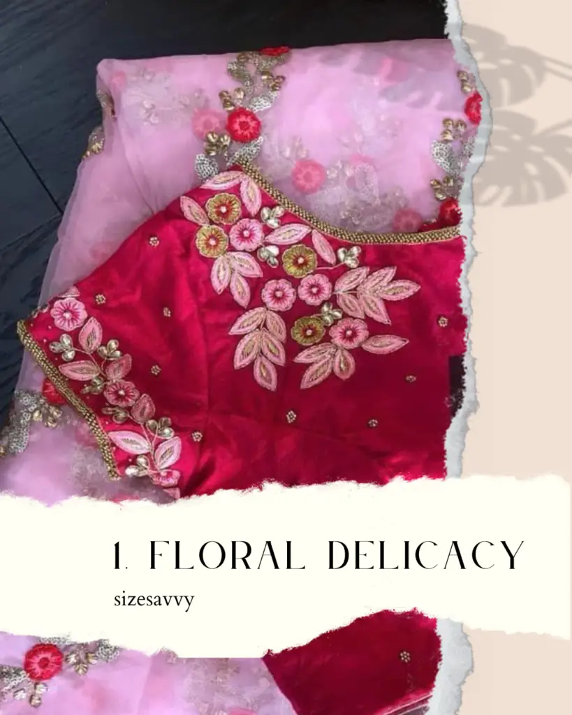 Floral Delicacy Thread Work Blouse Design