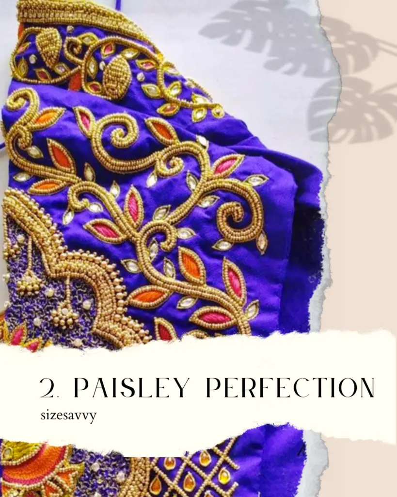Paisley Perfection Thread Work Blouse Design