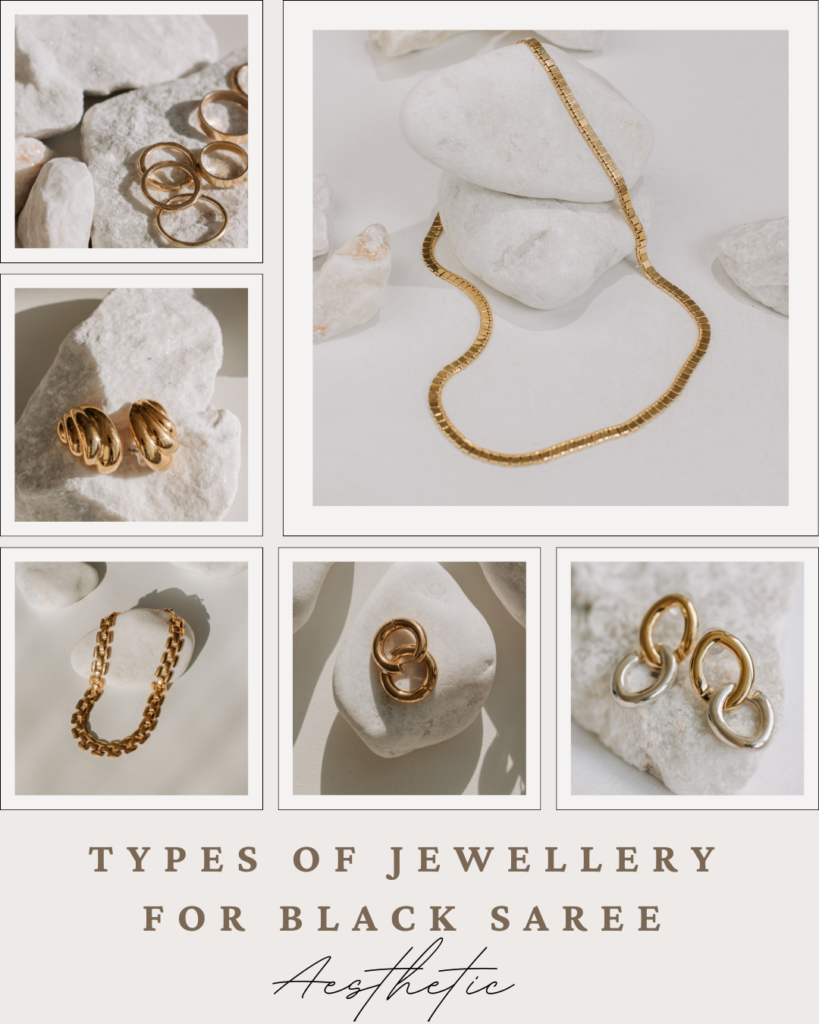 types of jewellery for black saree