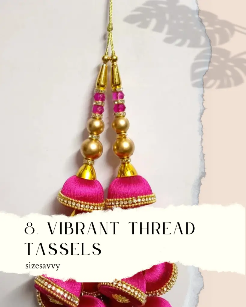 Vibrant Thread Tassels Thread Work Blouse Design