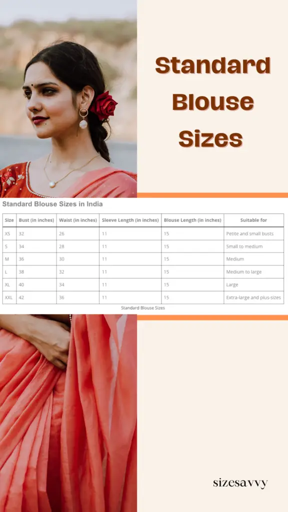 Standard Blouse Sizes Chart in India