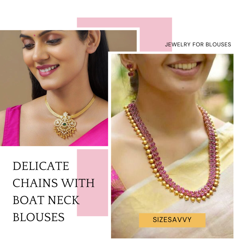 Delicate Chains with Boat Neck Blouses