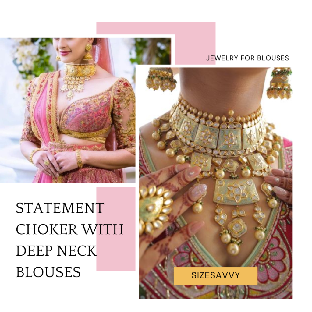 Statement Choker with Deep Neck Blouses