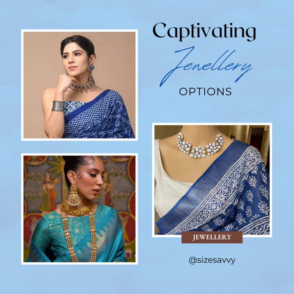 Captivating Jewellery Options for Blue Sarees