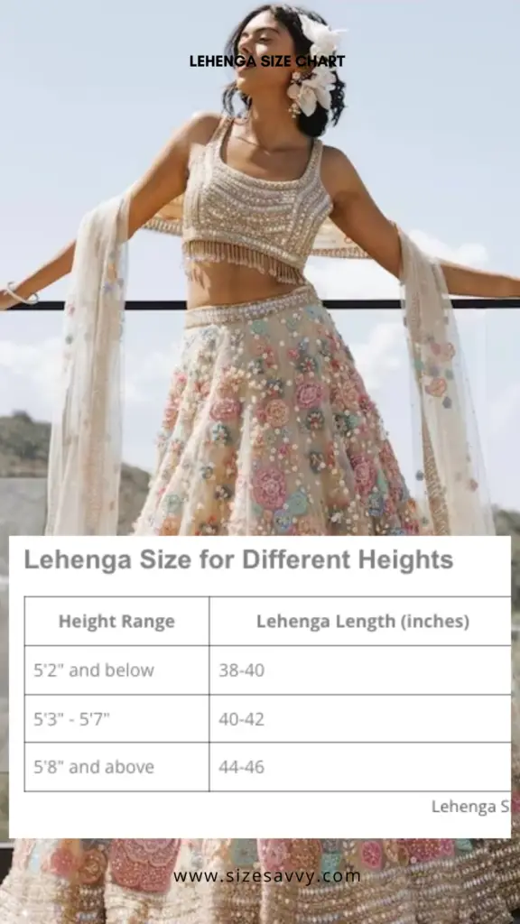 Lehenga Size for Different Heights