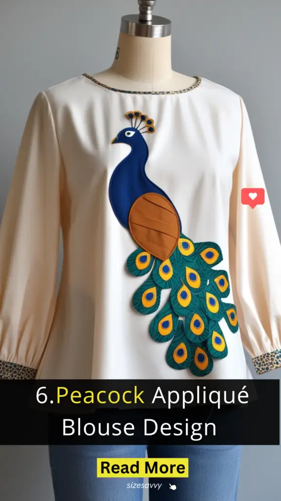 Peacock Appliqué Blouse Design