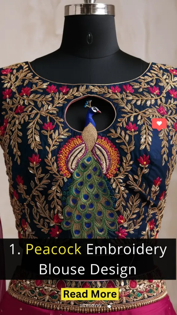 Peacock Embroidery Blouse Design