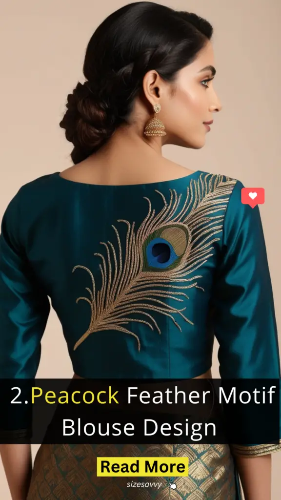 Peacock Feather Motif Blouse Design