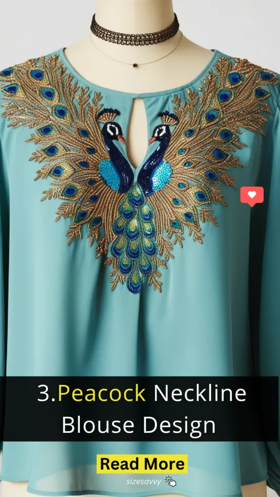 Peacock Neckline Blouse Design