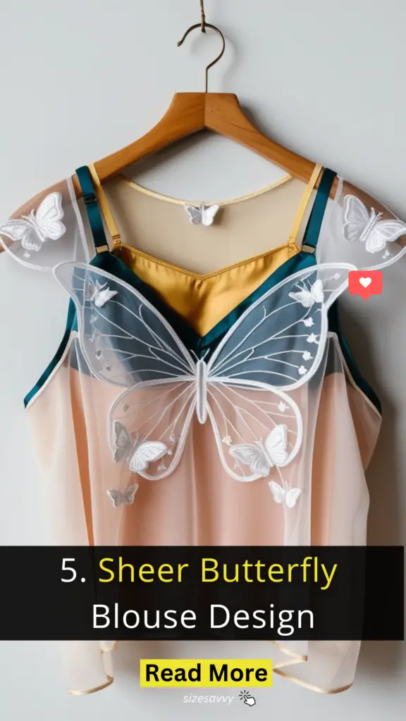 Sheer Butterfly Blouse Design