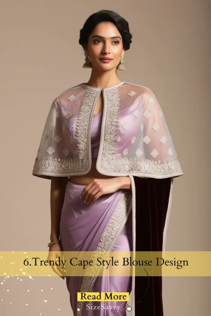 Trendy Cape Style Blouse Design